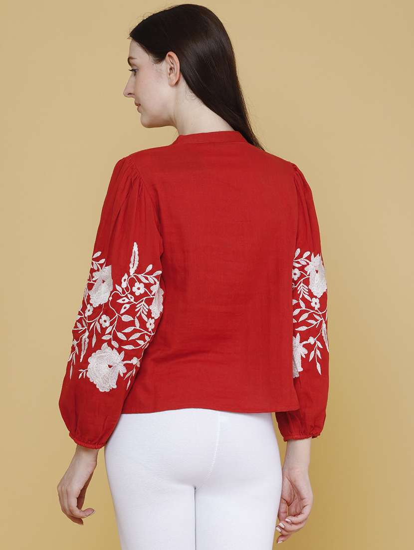 women embroidered long sleeves regular top - 22302882 -  Standard Image - 4