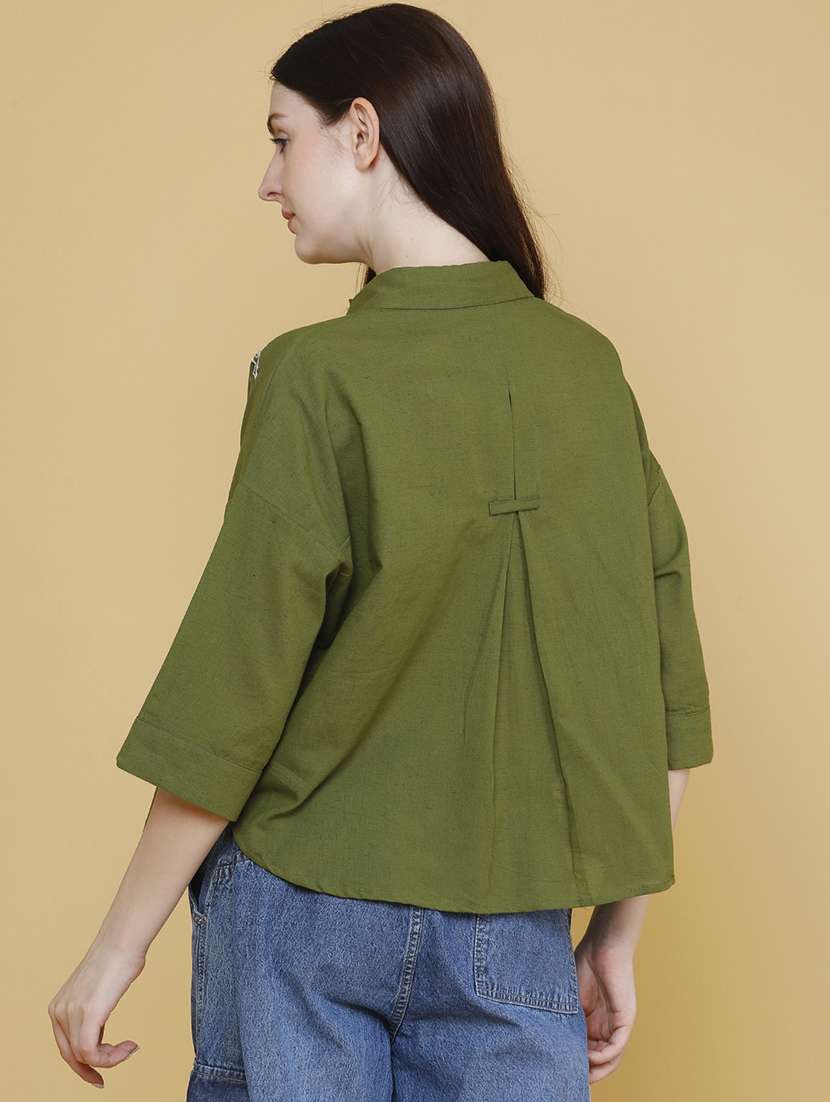 women embroidered three quarter sleeves regular top - 22302883 -  Standard Image - 4