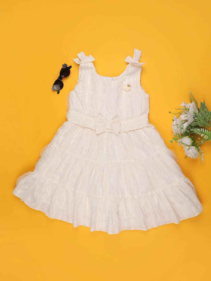 girls self designed sleeveless tiered frock - 22302917 -  Standard Image - 1