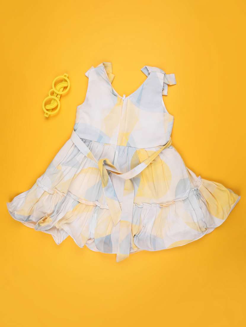 girls printed sleeveless tiered frock - 22302918 -  Standard Image - 1