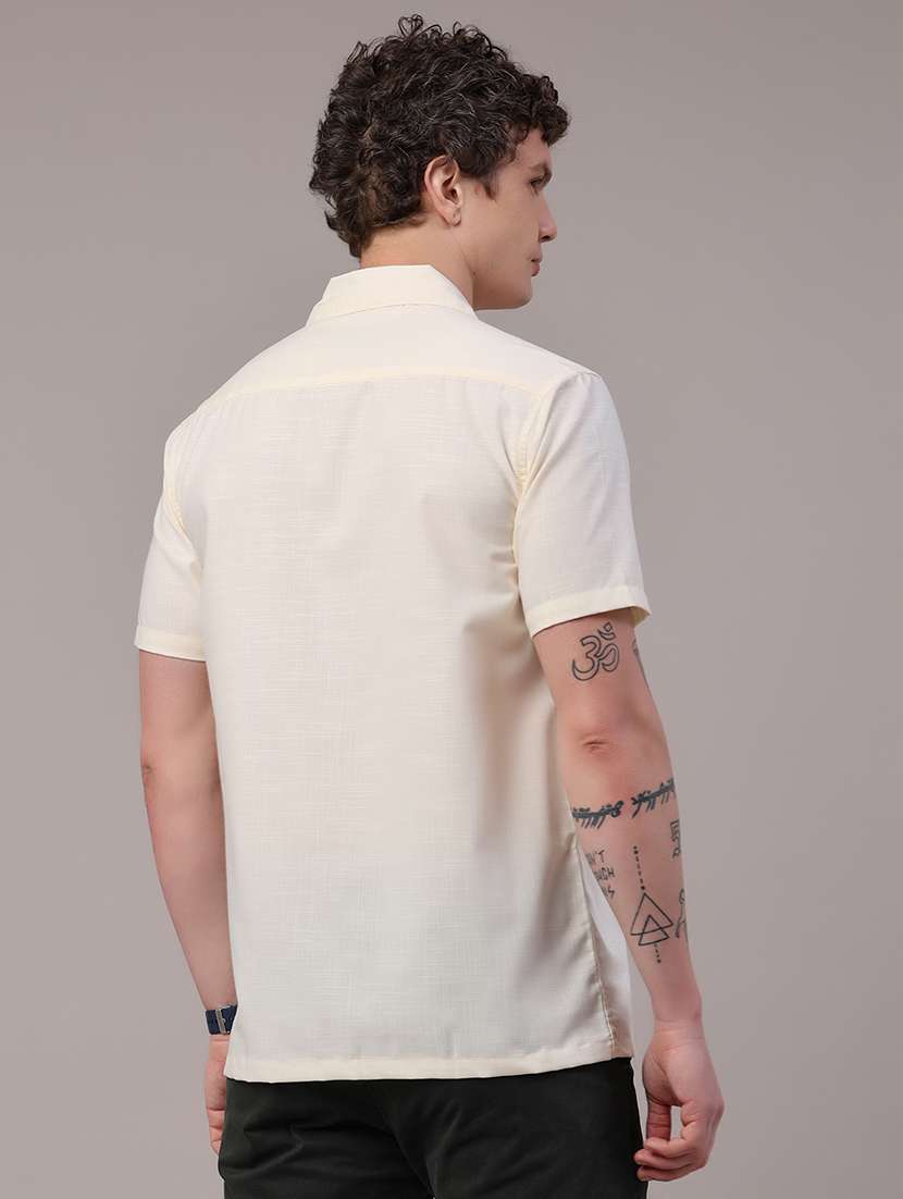 men solid short sleeves casual shirt - 22302976 -  Standard Image - 4