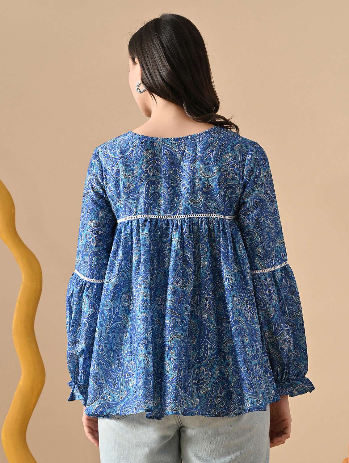 women paisley long sleeve ethnic top - 22303496 -  Standard Image - 4