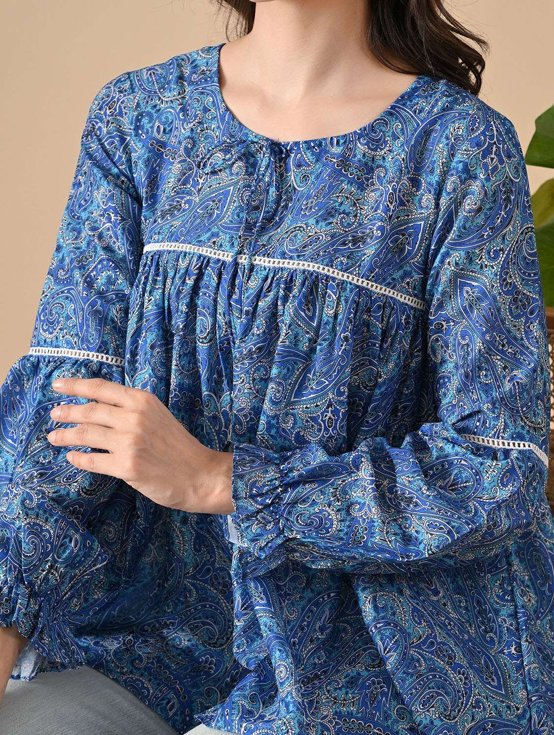 women paisley long sleeve ethnic top - 22303496 -  Standard Image - 6