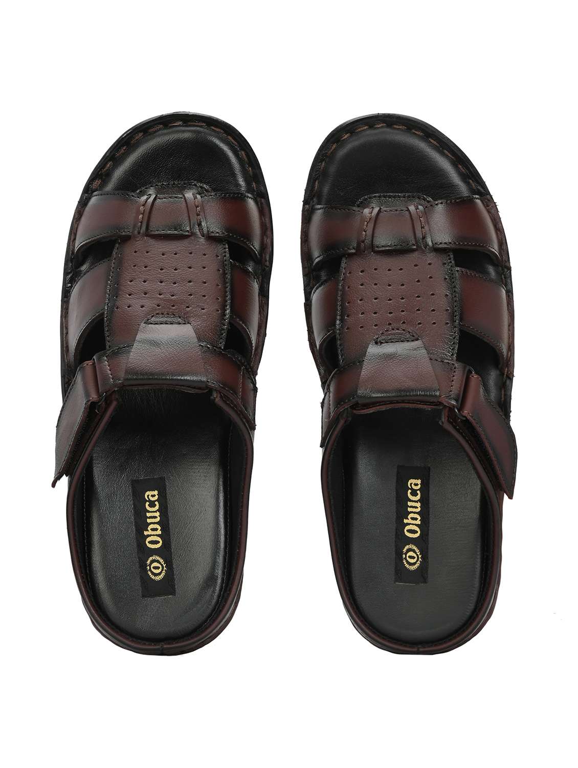 men brown slip on sandal - 22303521 -  Standard Image - 4