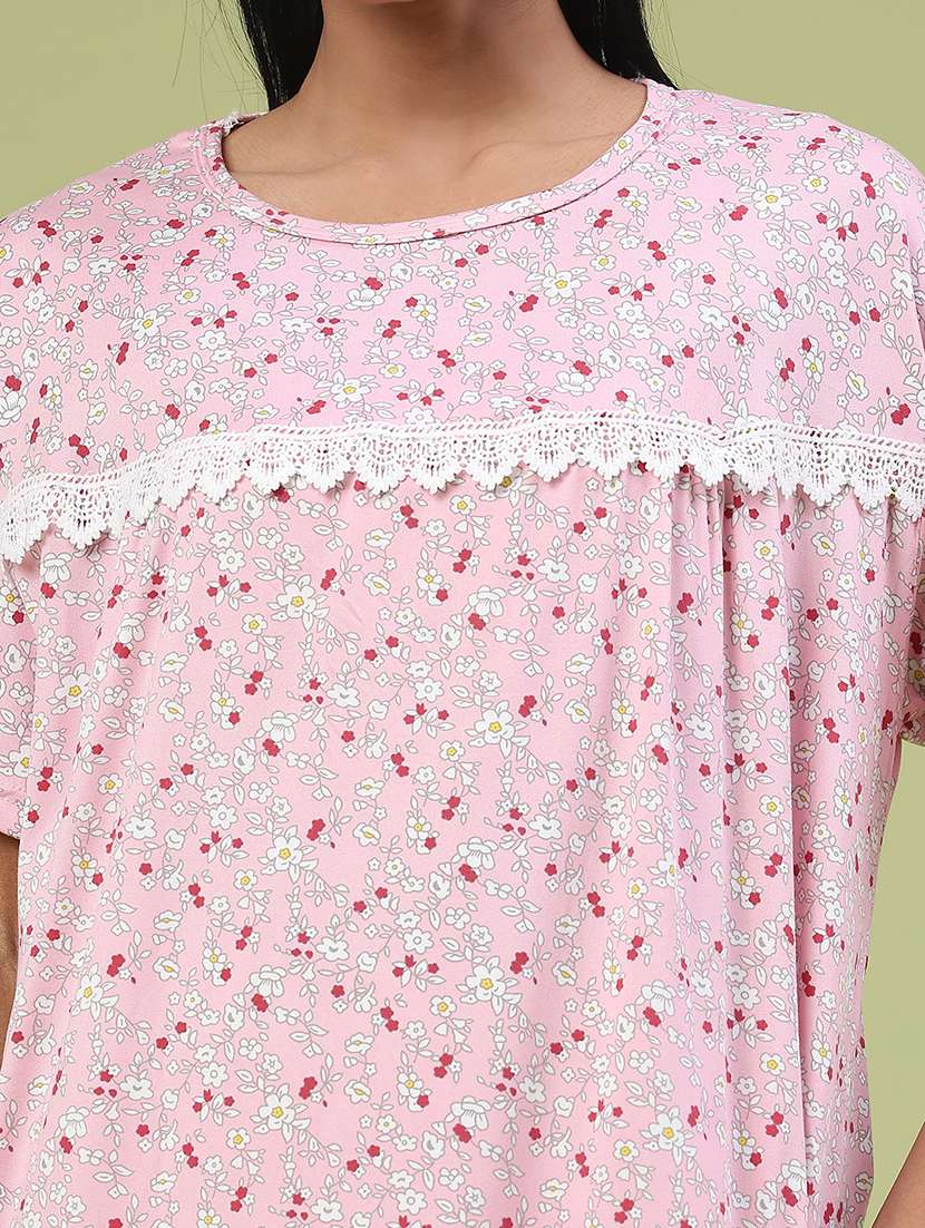women printed short sleeve nighty - 22304118 -  Standard Image - 1