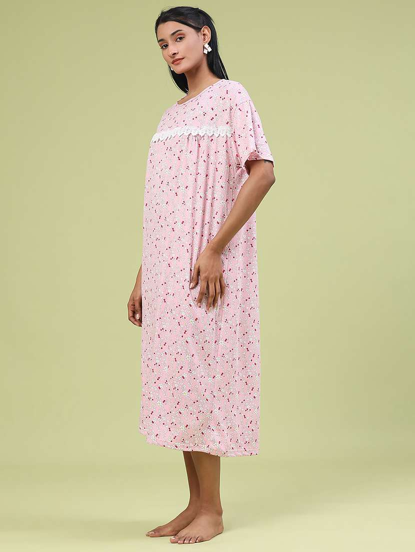 women printed short sleeve nighty - 22304118 -  Standard Image - 4
