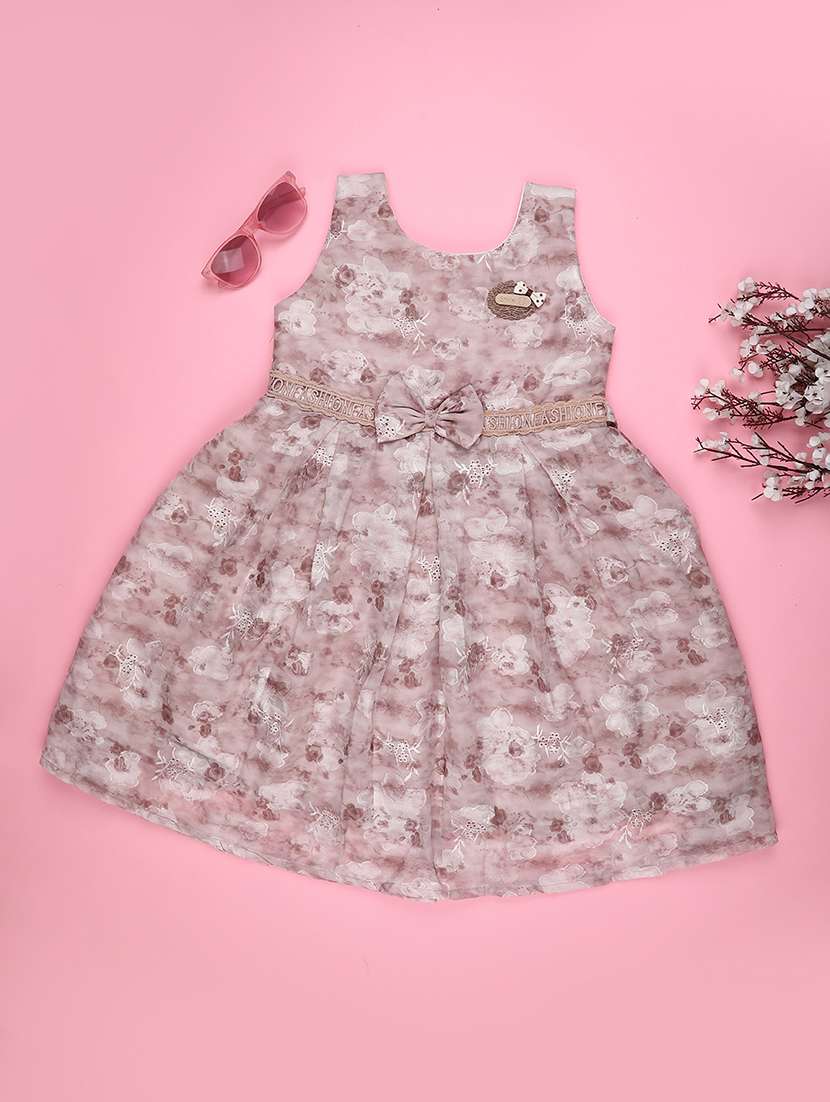 girls printed sleeveless flared frock - 22304196 -  Standard Image - 1