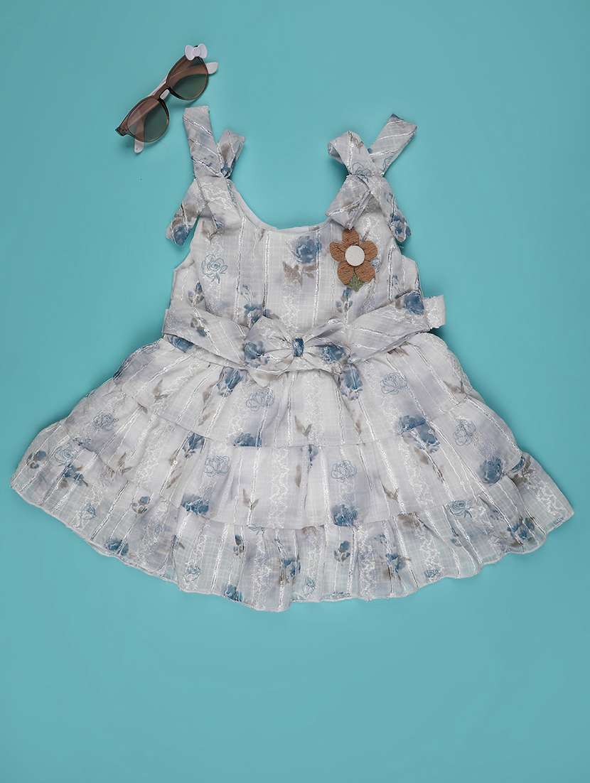 girls printed sleeveless flared frock - 22304199 -  Standard Image - 1