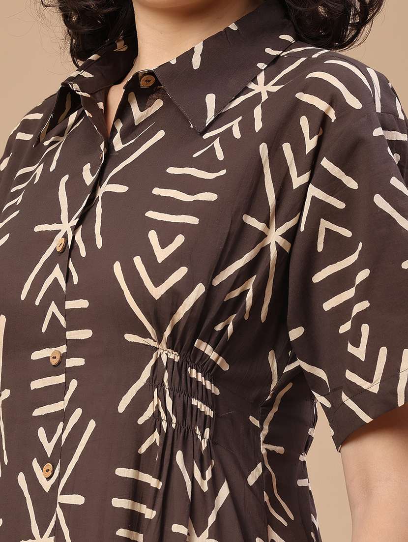 women printed short sleeves a-line dress - 22304216 -  Standard Image - 1
