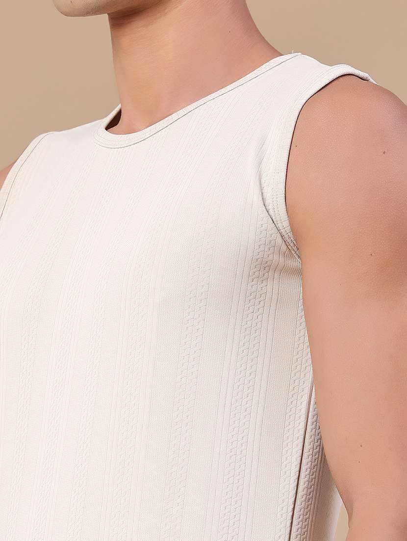 men self design sleeveless slim fit t-shirt  - 22304280 -  Standard Image - 1