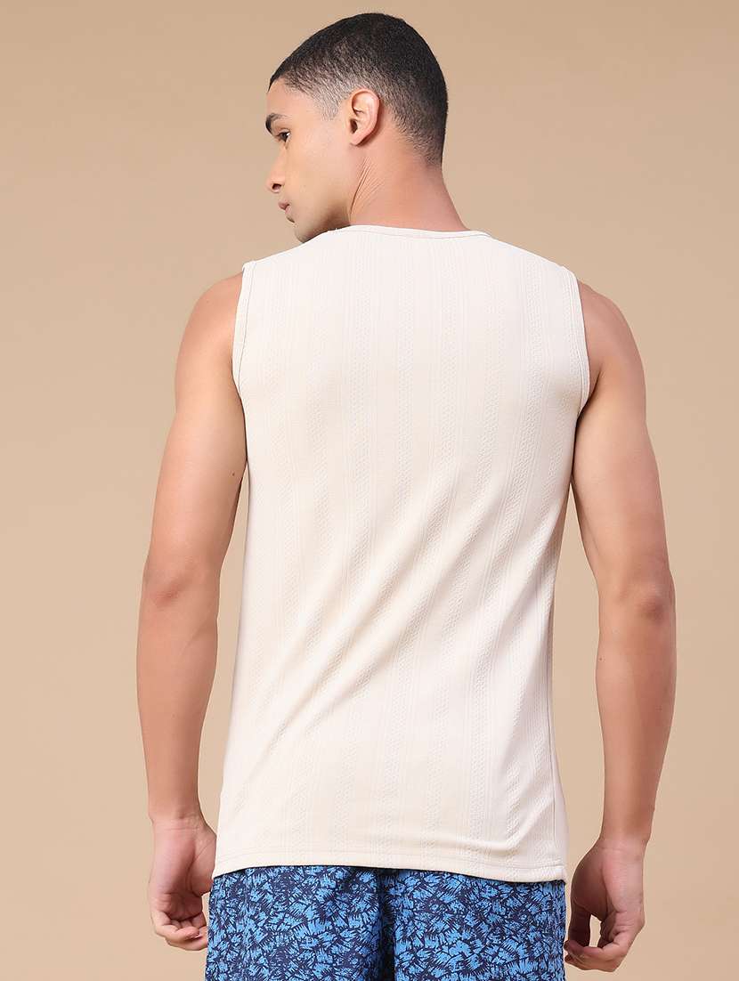 men self design sleeveless slim fit t-shirt  - 22304280 -  Standard Image - 4