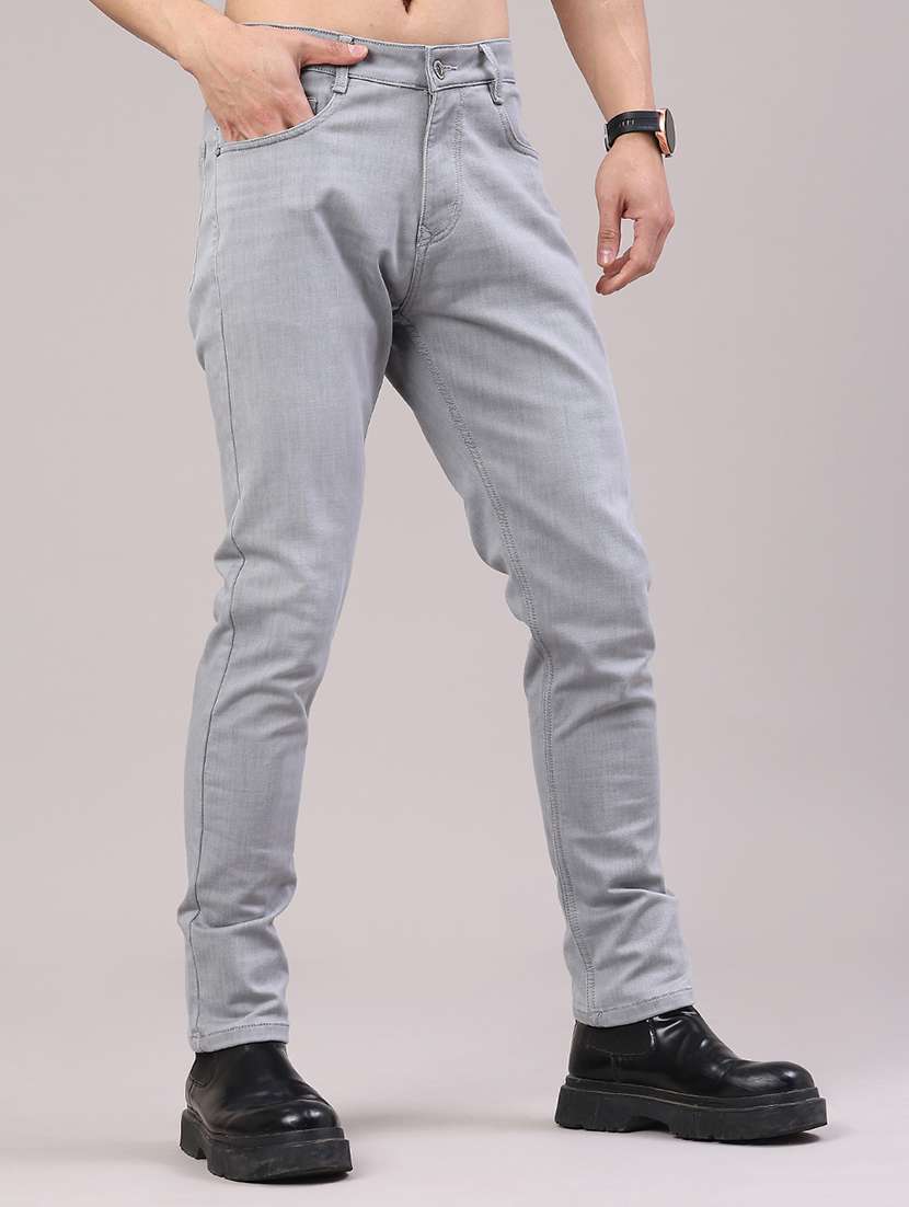 Men Plain Mid Rise Full Length Jeans - 22304328 -  Standard Image - 1