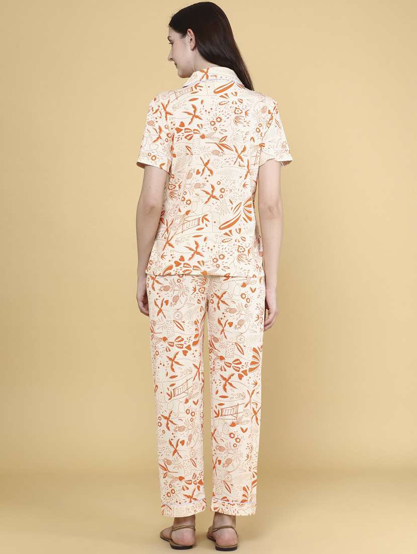 orange polyester pyjama set nightwear - 22304700 -  Standard Image - 4