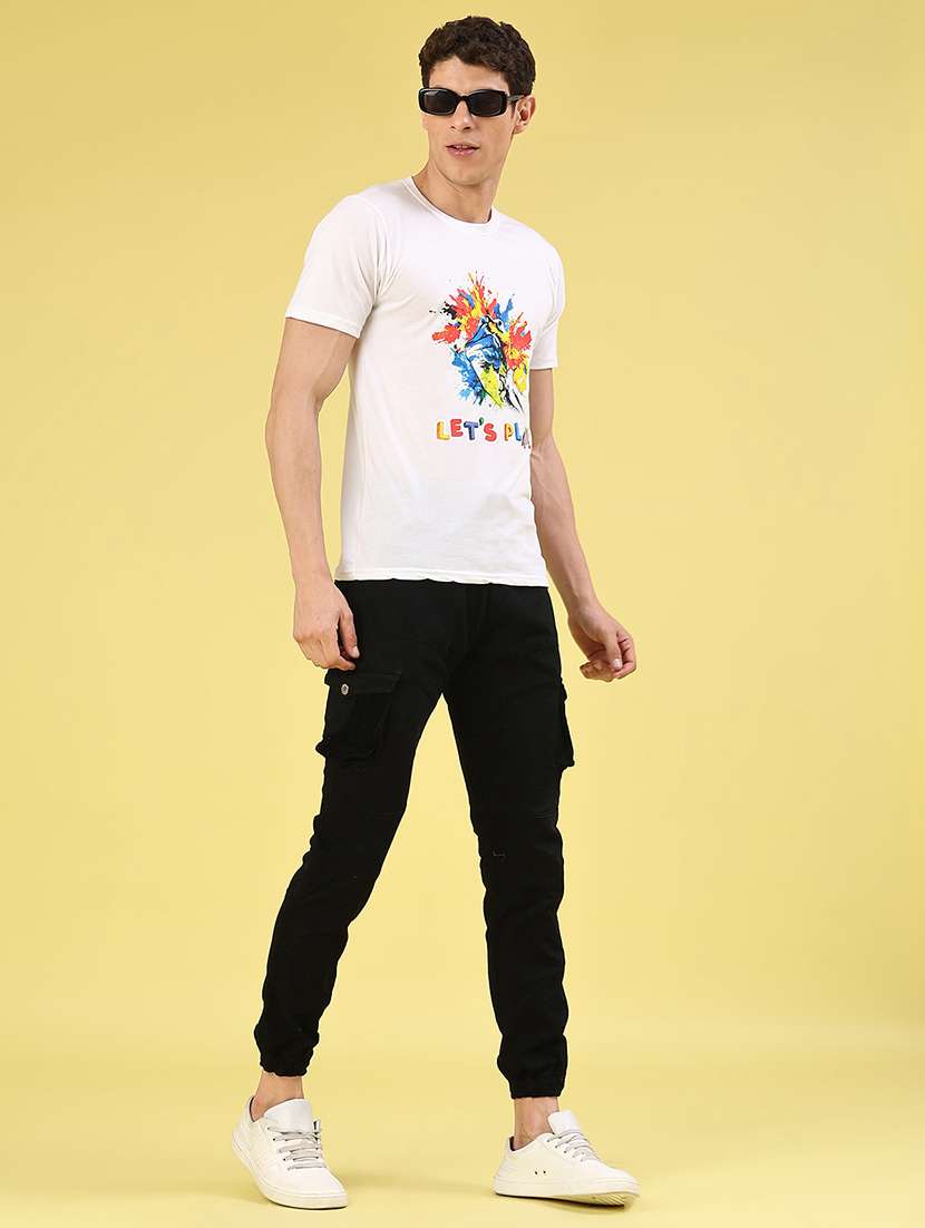 men solid mid rise regular fit jogger - 22304710 -  Standard Image - 4