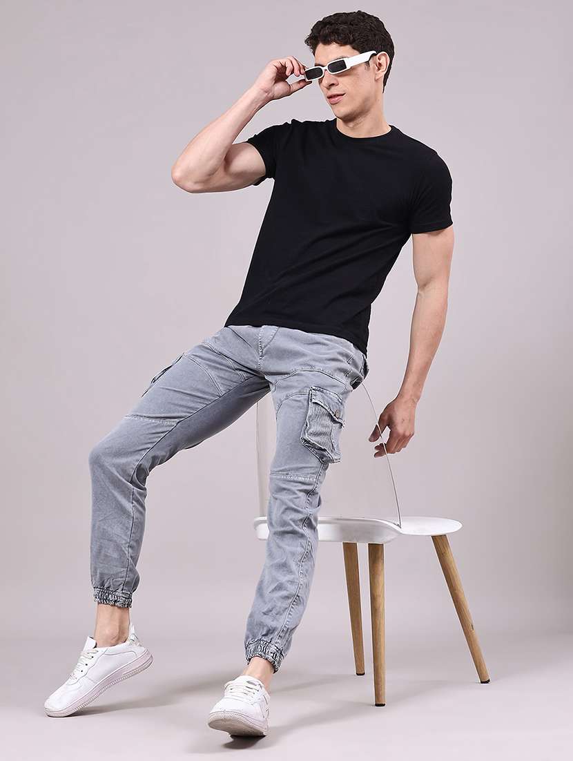 men solid mid rise regular fit jogger - 22304711 -  Standard Image - 4