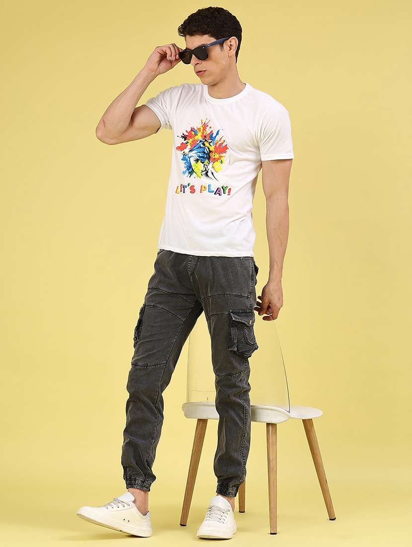 men solid mid rise regular fit jogger - 22304712 -  Standard Image - 4