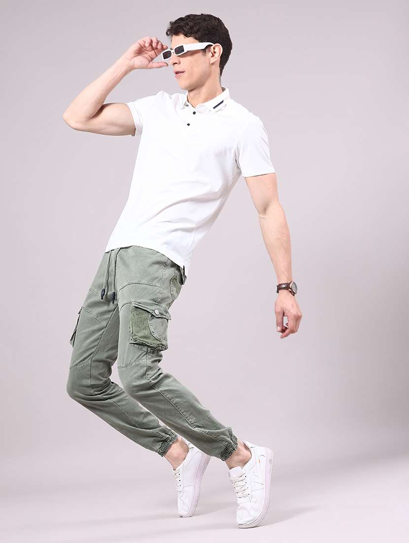 men solid mid rise regular fit jogger - 22304713 -  Standard Image - 4