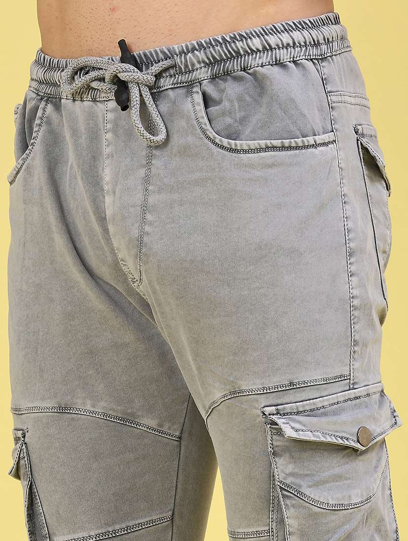 men solid mid rise regular fit jogger - 22304718 -  Standard Image - 1