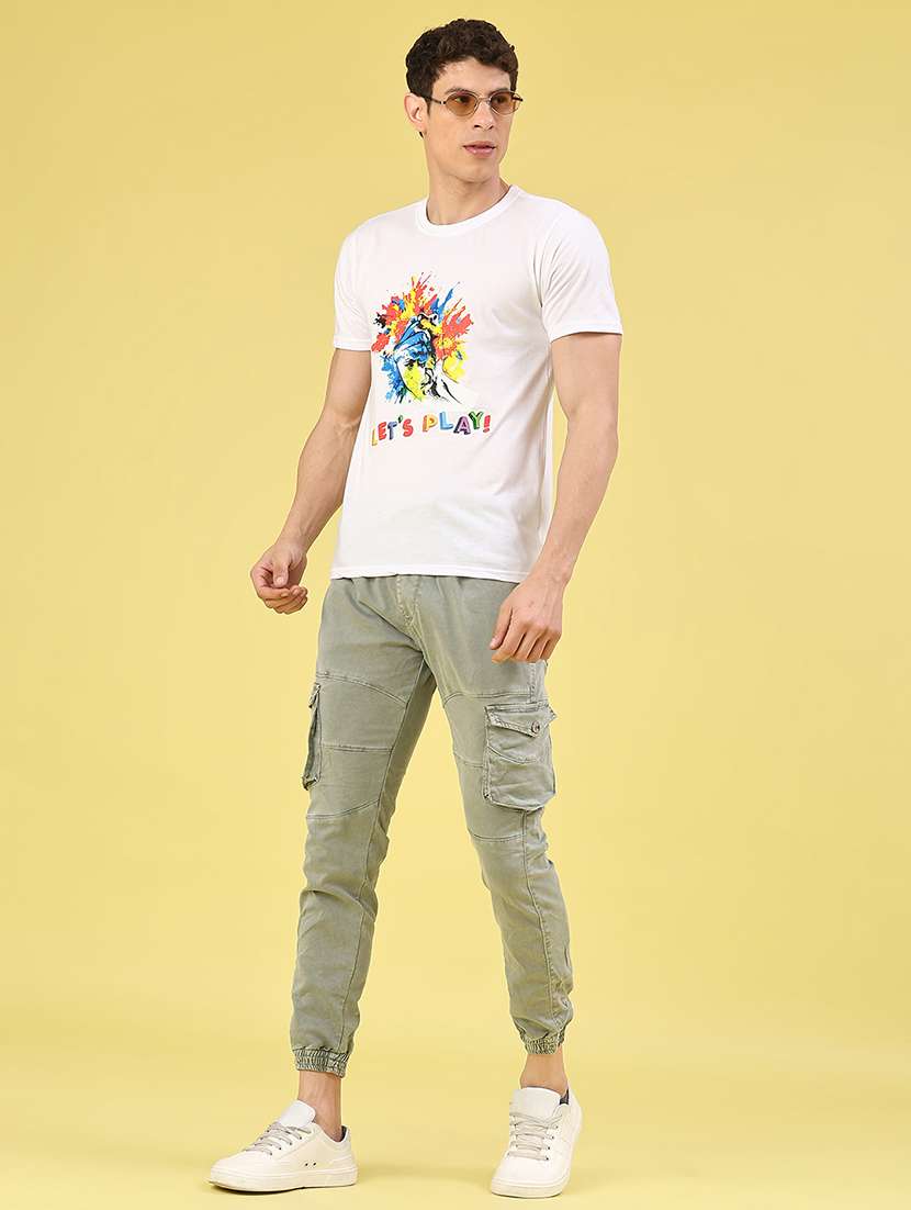 men solid mid rise regular fit jogger - 22304722 -  Standard Image - 4