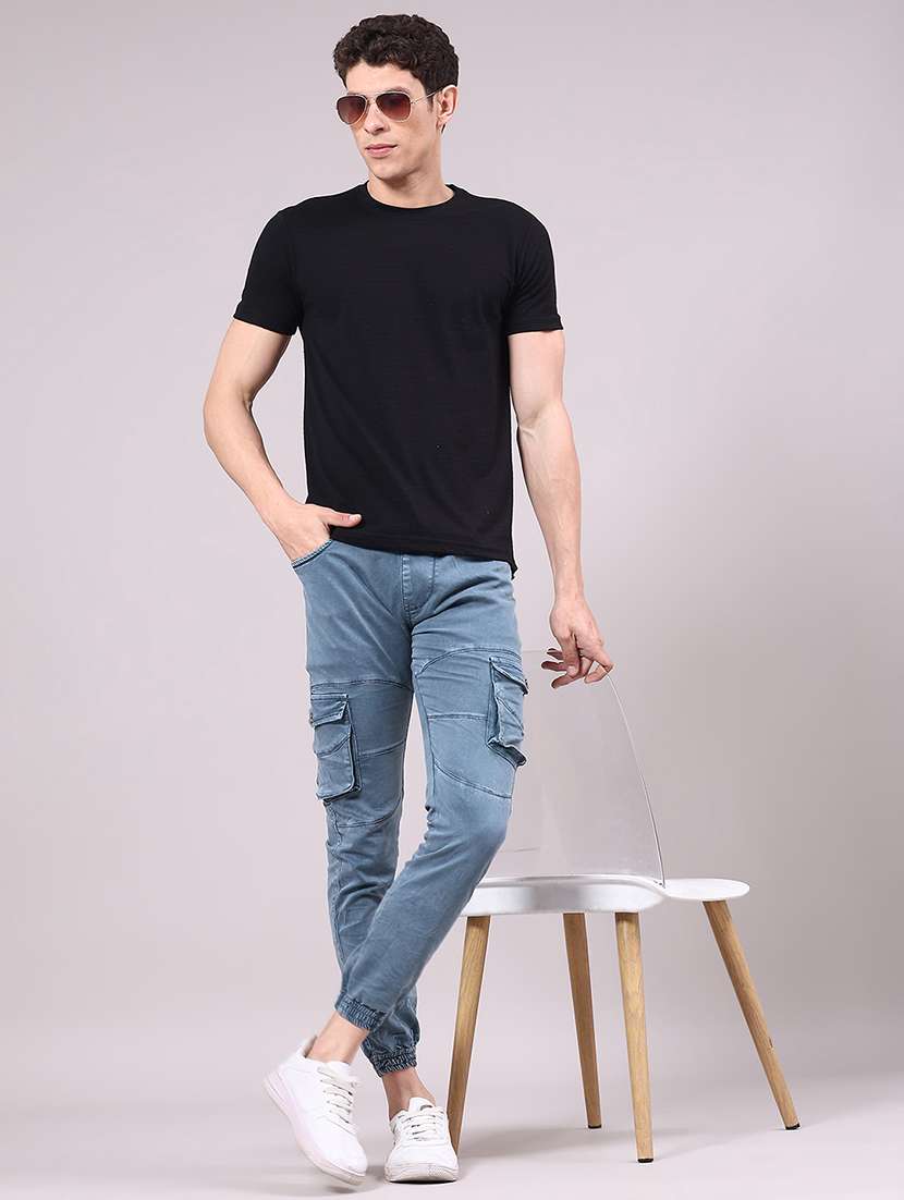 men solid mid rise regular fit jogger - 22304723 -  Standard Image - 4