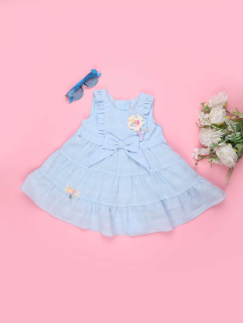 girls self designed sleeveless flared frock - 22304764 -  Standard Image - 1