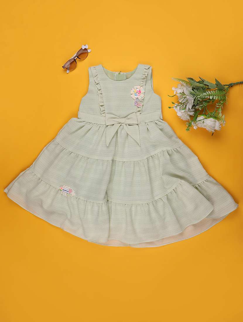 girls self designed sleeveless flared frock - 22304767 -  Standard Image - 1