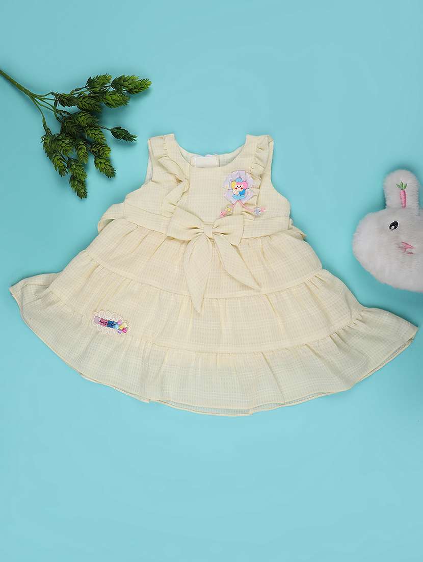 girls solid sleeveless tiered frock - 22304769 -  Standard Image - 1