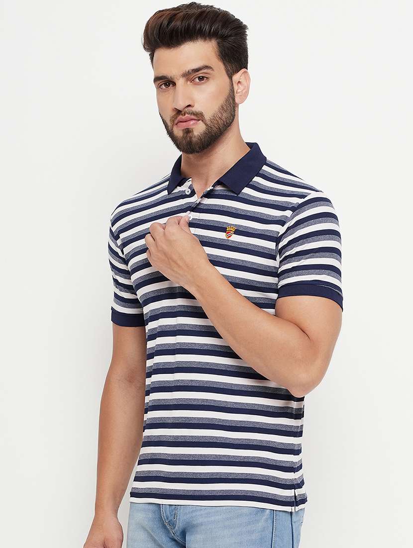 men striped short sleeve regular fit polo t-shirt - 22305002 -  Standard Image - 1