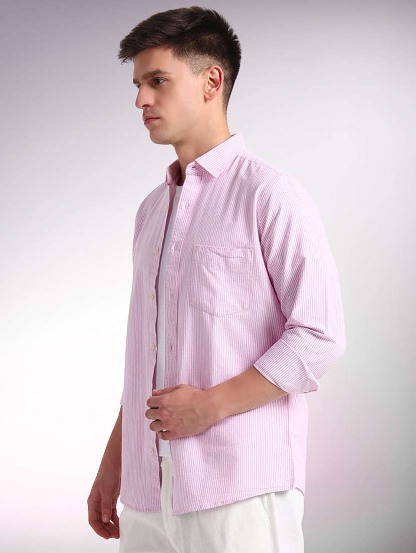 men striped long sleeve regular fit casual shirt - 22305080 -  Standard Image - 1