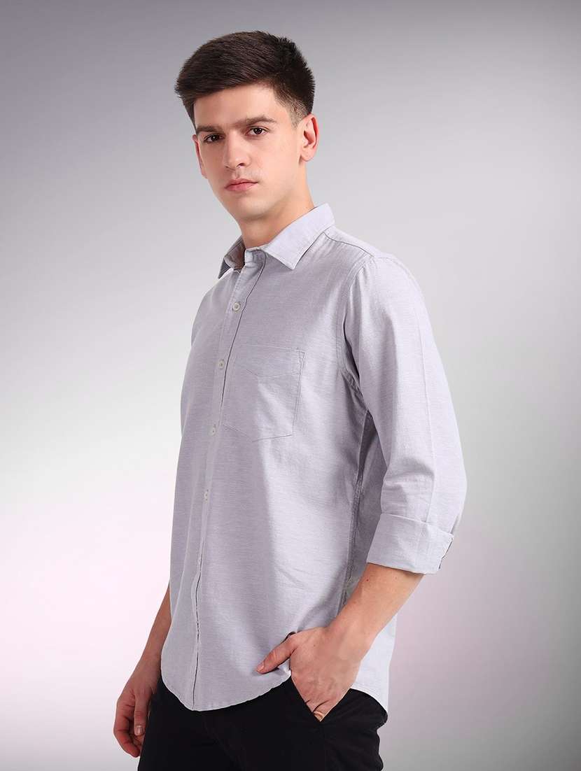 men solid long sleeve regular fit casual shirt - 22305087 -  Standard Image - 1