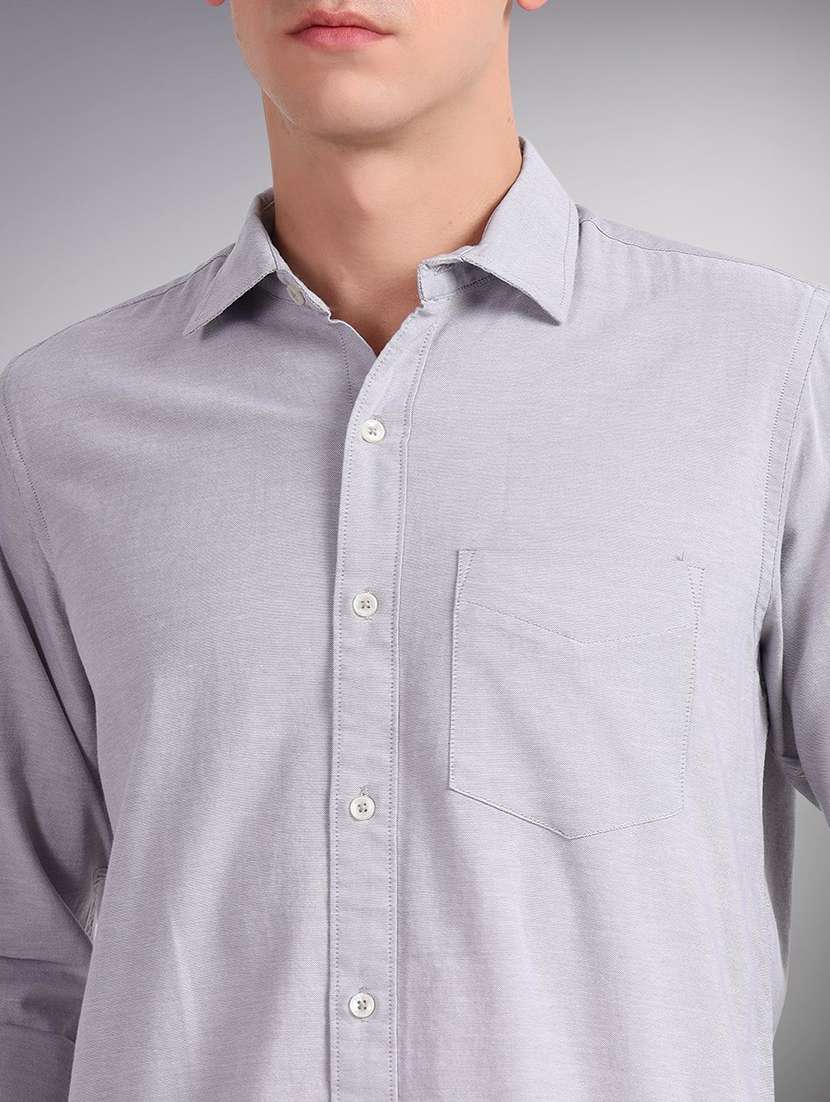 men solid long sleeve regular fit casual shirt - 22305087 -  Standard Image - 4