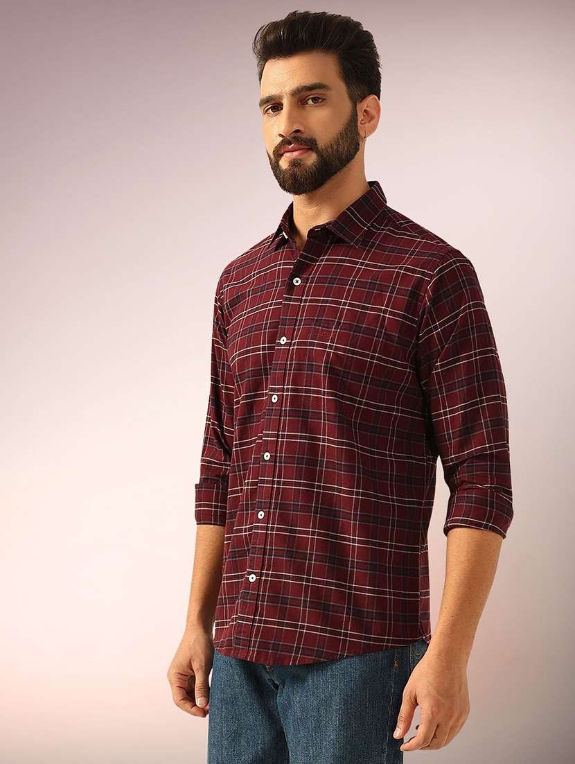 men checkered long sleeve regular fit casual shirt - 22305089 -  Standard Image - 1
