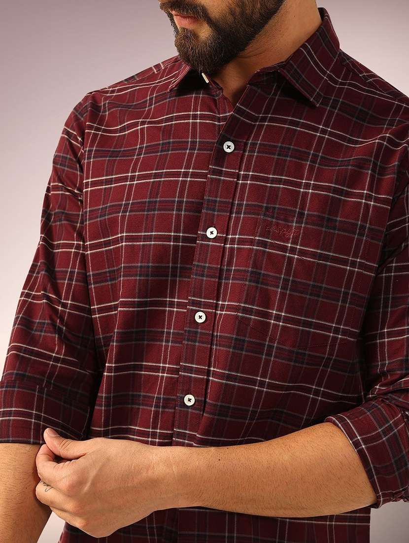 men checkered long sleeve regular fit casual shirt - 22305089 -  Standard Image - 4