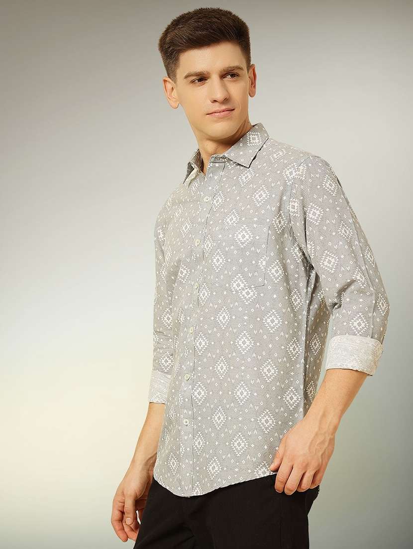 men printed long sleeve regular fit casual shirt - 22305092 -  Standard Image - 1