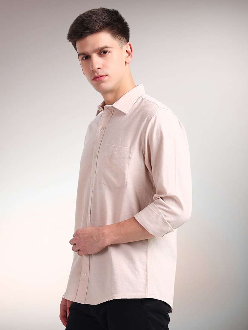 men solid long sleeve regular fit casual shirt - 22305096 -  Standard Image - 1