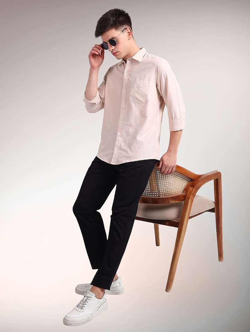 men solid long sleeve regular fit casual shirt - 22305096 -  Standard Image - 4