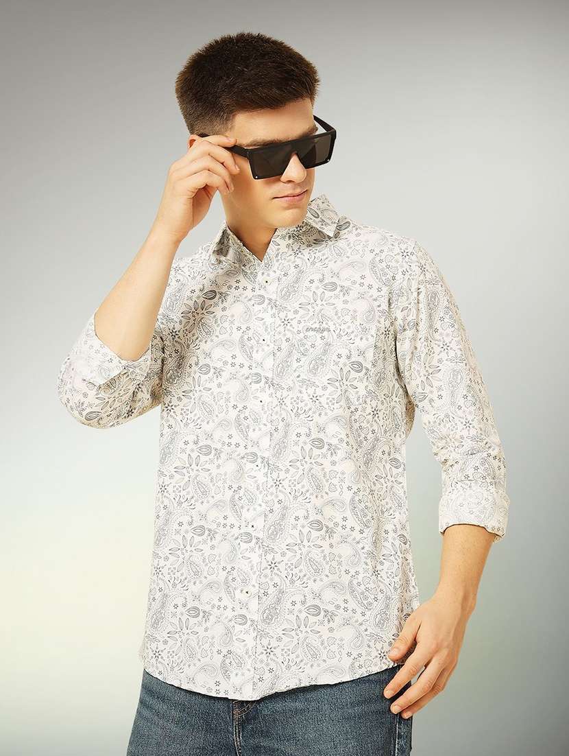 men paisley long sleeve regular fit casual shirt