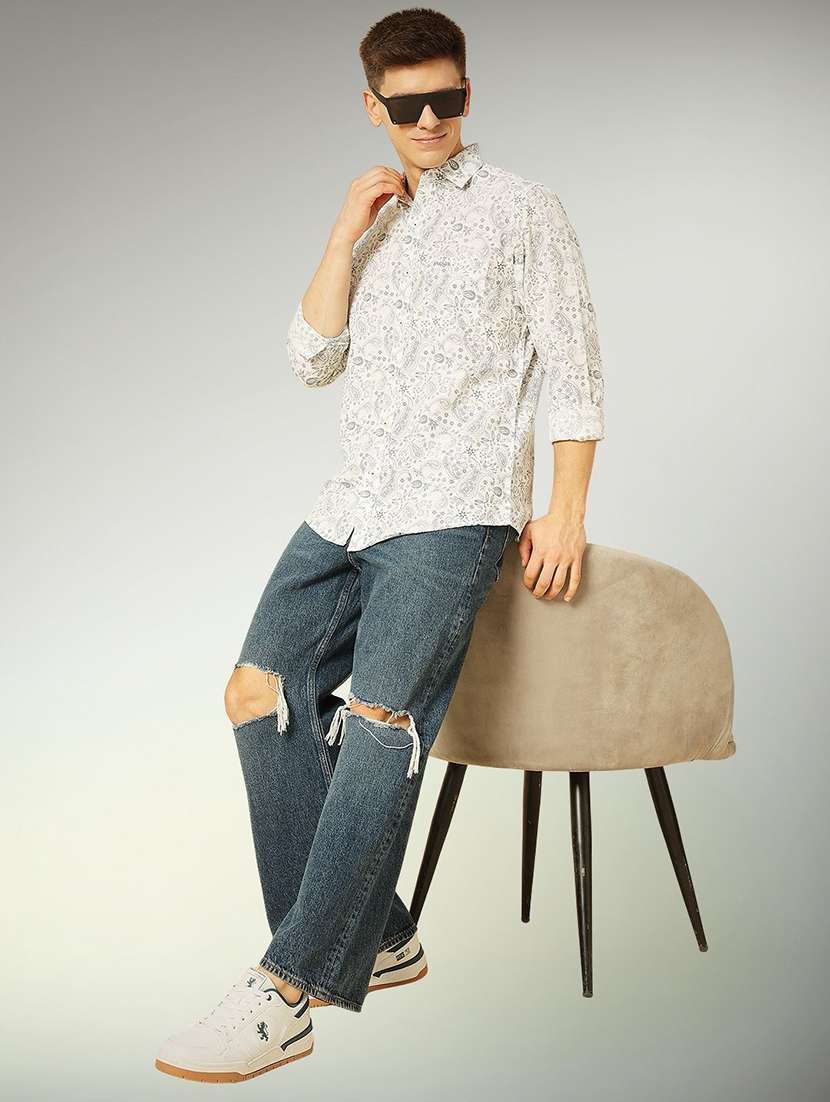 men paisley long sleeve regular fit casual shirt - 22305102 -  Standard Image - 4