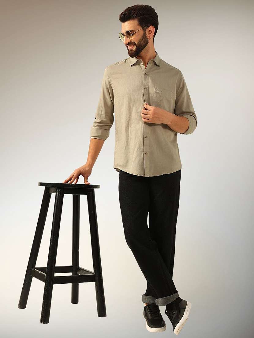 men solid long sleeve regular fit casual shirt - 22305105 -  Standard Image - 4
