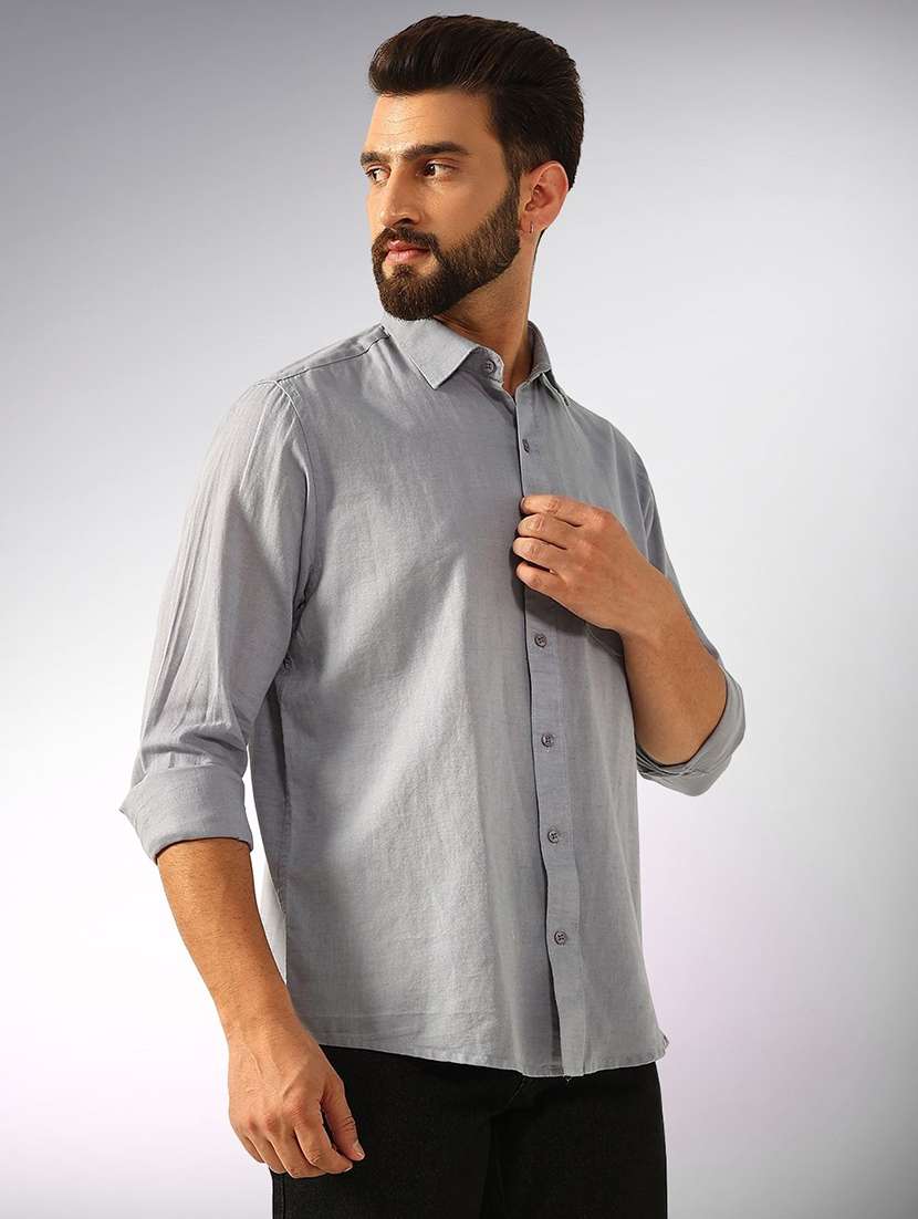 men solid long sleeve regular fit casual shirt - 22305112 -  Standard Image - 1