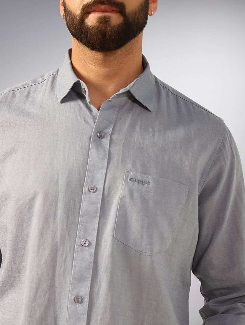 men solid long sleeve regular fit casual shirt - 22305112 -  Standard Image - 4