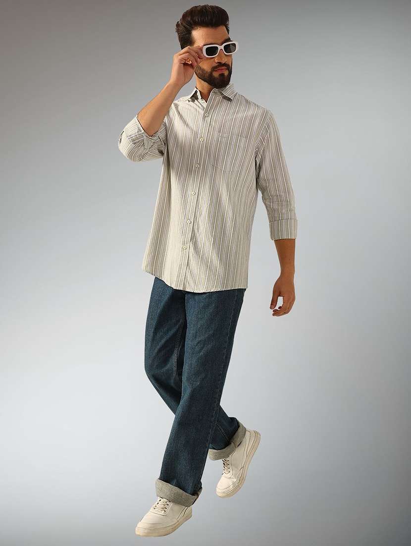 men striped long sleeve regular fit casual shirt - 22305116 -  Standard Image - 4