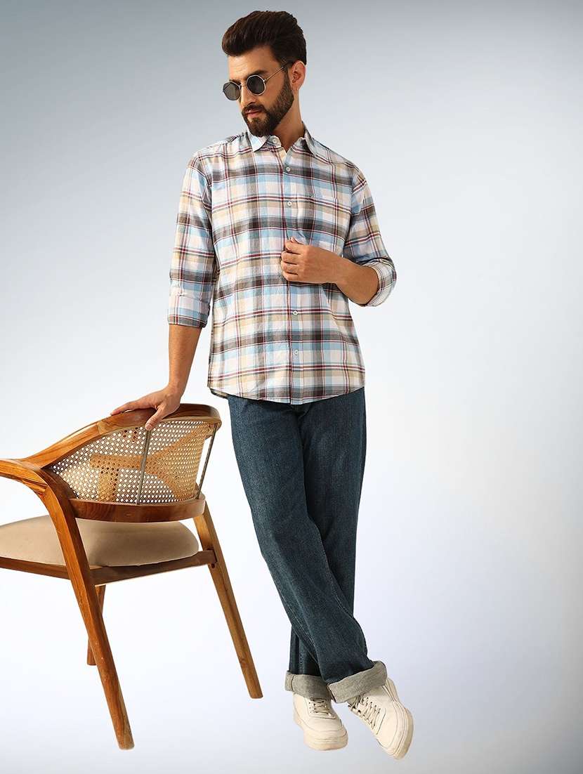 men checkered long sleeve regular fit casual shirt - 22305126 -  Standard Image - 4