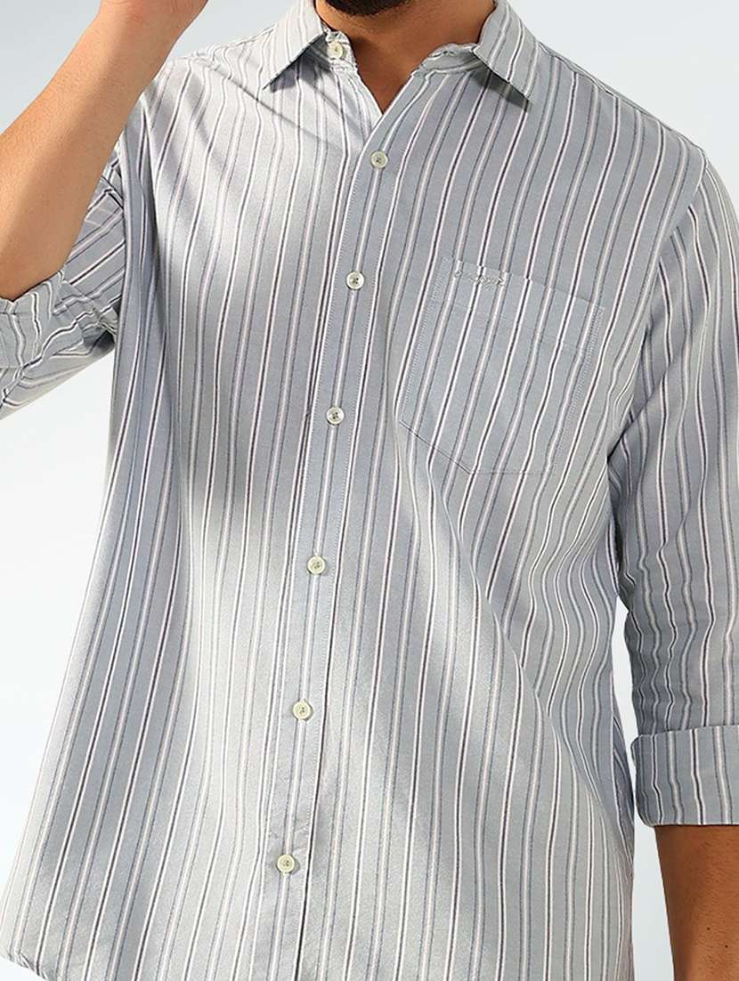men striped long sleeve regular fit casual shirt - 22305134 -  Standard Image - 4