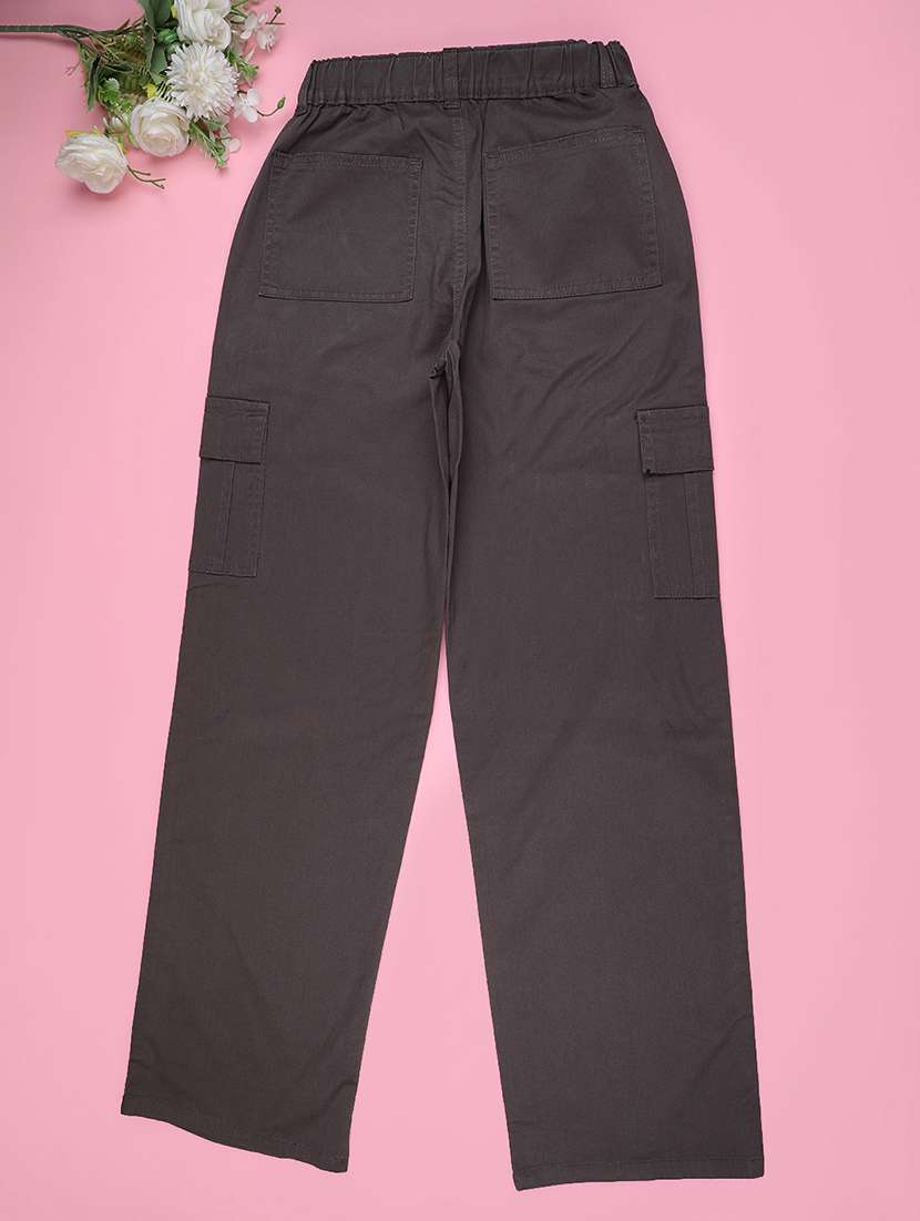 girls solid mid rise cargo - 22305310 -  Standard Image - 1