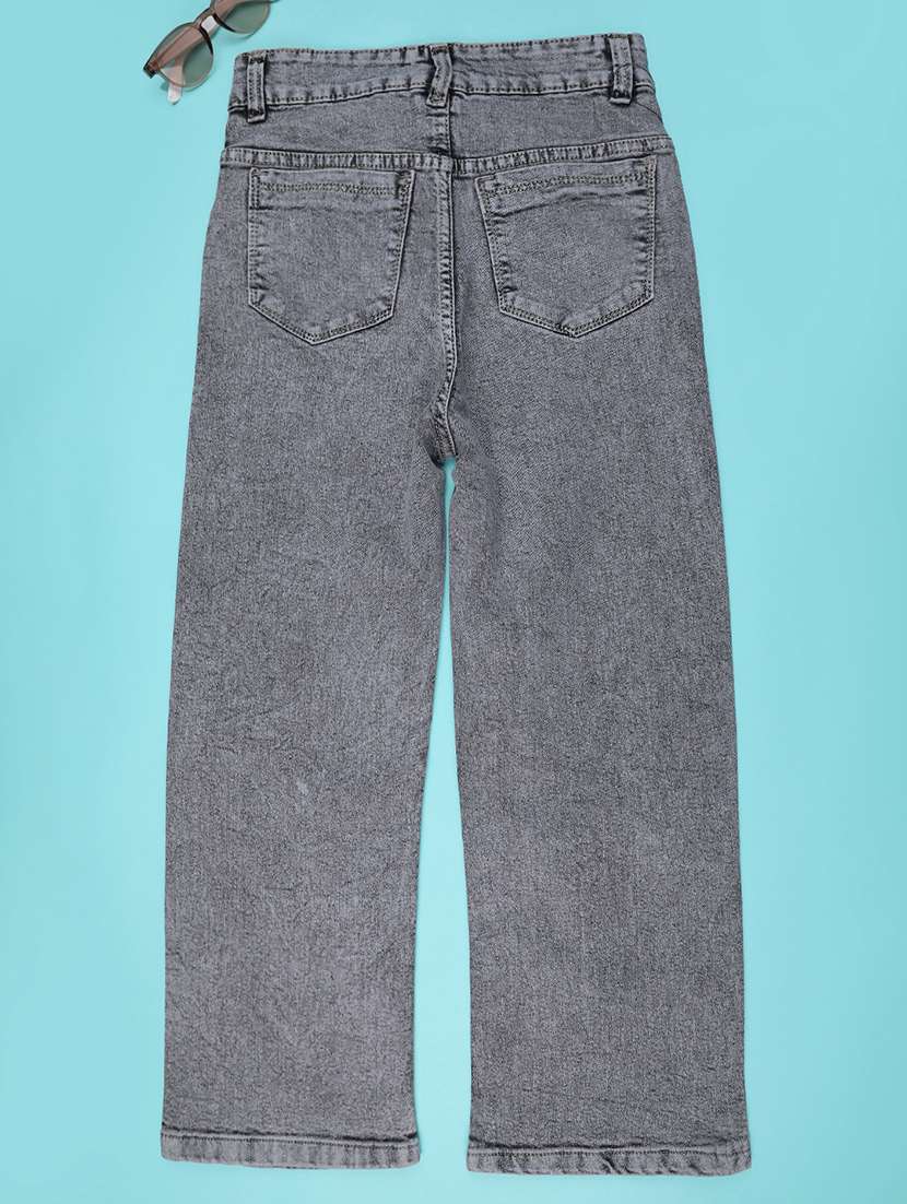 girls solid mid rise straight jeans - 22305320 -  Standard Image - 1