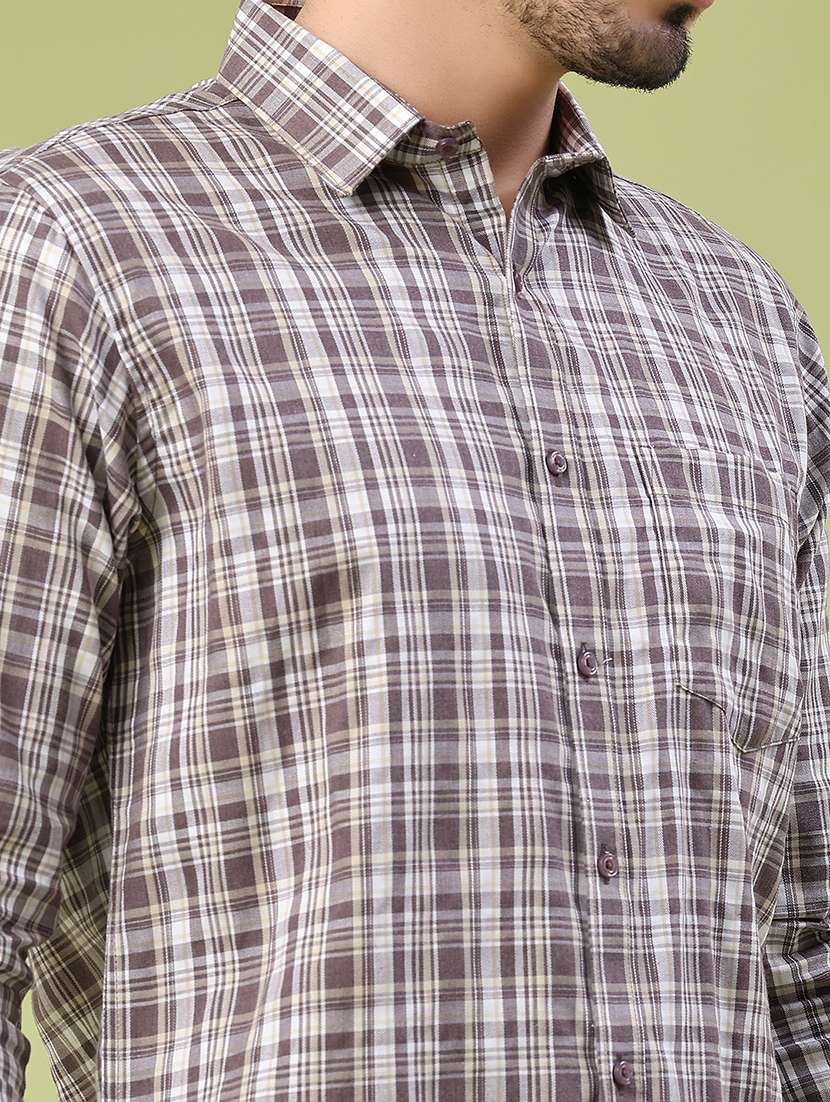 men checkered long sleeve slim fit casual shirt - 22305390 -  Standard Image - 1