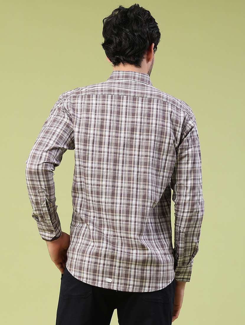 men checkered long sleeve slim fit casual shirt - 22305390 -  Standard Image - 4