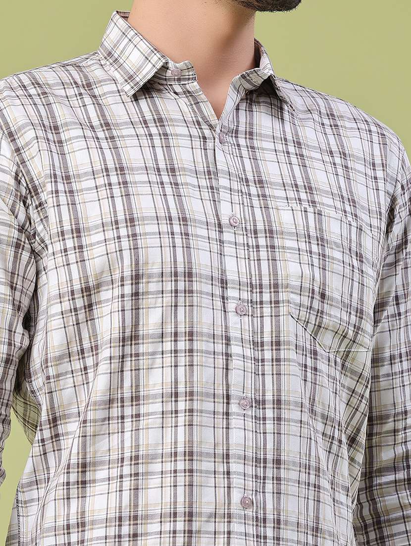 men checkered long sleeve slim fit casual shirt - 22305391 -  Standard Image - 1