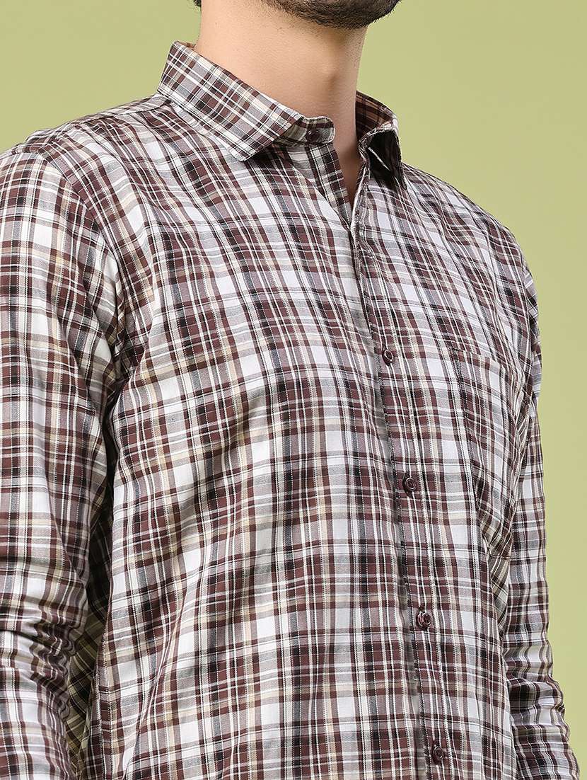 men checkered long sleeve slim fit casual shirt - 22305393 -  Standard Image - 1